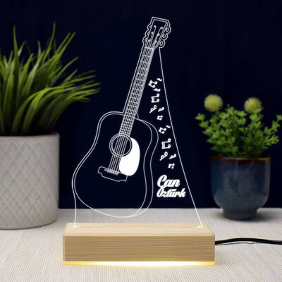 Gitar Tasarımlı İsme Özel 3d Led Lamba - 1