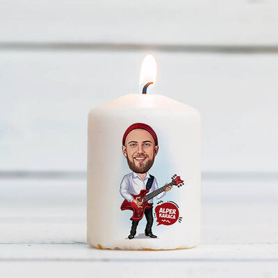Gitarist Erkek Karikatürlü Mum - 1