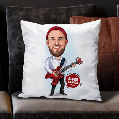 Gitarist Erkek Karikatürlü Yastık - 2