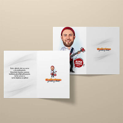 Gitarist Karikatürlü Tebrik Kartı - 2
