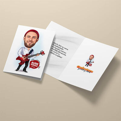 Gitarist Karikatürlü Tebrik Kartı - 3