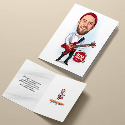 Gitarist Karikatürlü Tebrik Kartı - 4