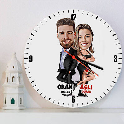 Gizli Ajan Sevgililer Karikatürlü Duvar Saati - 1