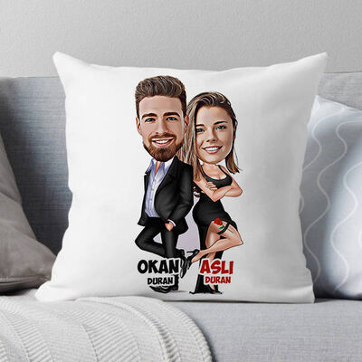 Gizli Ajan Sevgililer Karikatürlü Yastık - 1