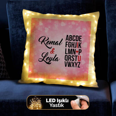 Gizli Aşk Mesajlı Peri Ledli Işıklı Yastık - 1