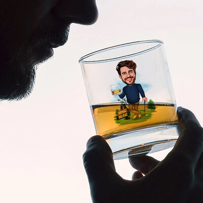 Golf Aşığı Karikatürlü Viski Bardağı - 3