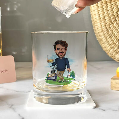 Golf Aşığı Karikatürlü Viski Bardağı - 2