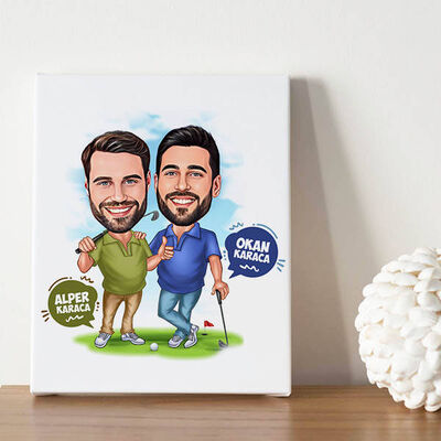 Golf Seven Sıkı Dostlar Karikatürlü Kanvas Tablo - 1