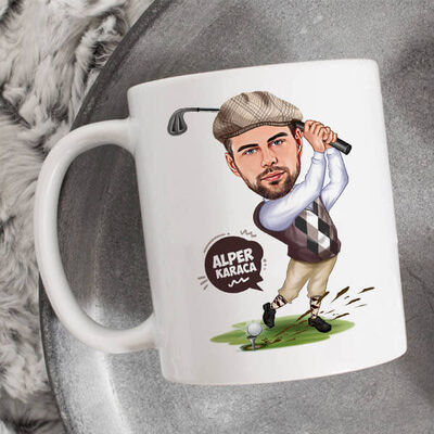 Golf Sever Erkek Karikatürlü Bardak - 1