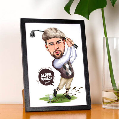 Golf Sever Erkek Karikatürlü Resim Çerçevesi - 1