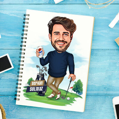 Golf Tutkusu Olan Erkek Karikatürlü Defter - 1