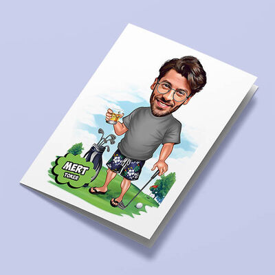 Golf ve Tatil Karikatürlü Tebrik Kartı - 1