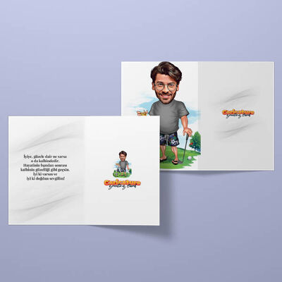 Golf ve Tatil Karikatürlü Tebrik Kartı - 2