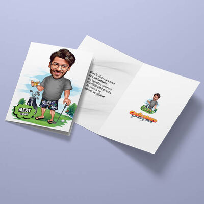 Golf ve Tatil Karikatürlü Tebrik Kartı - 3