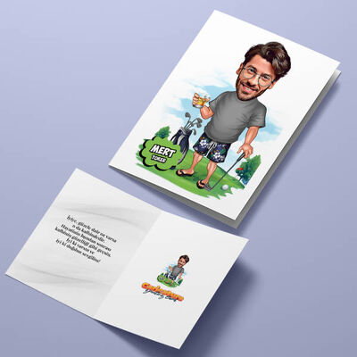 Golf ve Tatil Karikatürlü Tebrik Kartı - 4