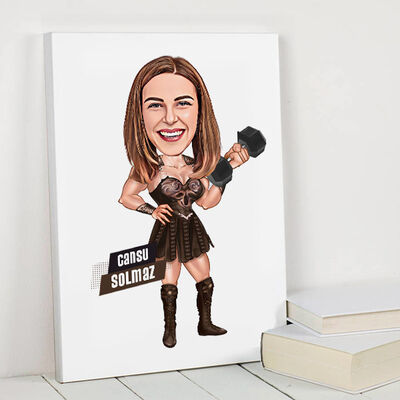 Güçlü ve Karizmatik Kadın Karikatürlü Kanvas Tablo - 1