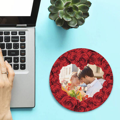 Güller ve Biz Fotoğraflı Yuvarlak Mousepad - 1