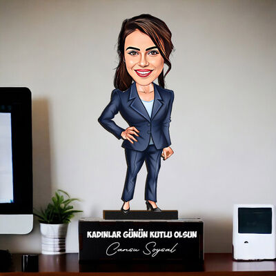 Güven Duyulan Çalışan Kadın Karikatürlü Biblo - 1