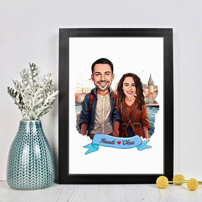 Güzel İstanbul ve Aşkımız Karikatürlü Çerçeve - 2