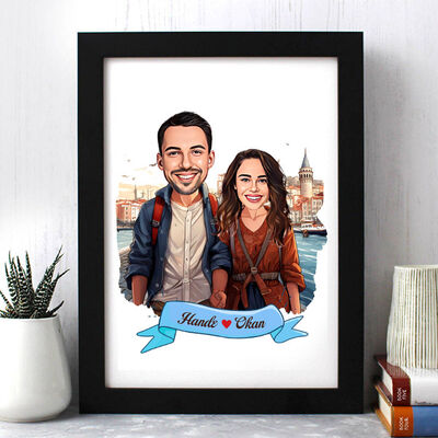 Güzel İstanbul ve Aşkımız Karikatürlü Çerçeve - 1