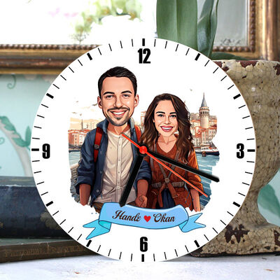 Güzel İstanbul ve Aşkımız Karikatürlü Duvar Saati - 1