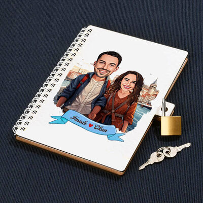 Güzel İstanbul ve Aşkımız Karikatürlü Kilitli Defter - 1