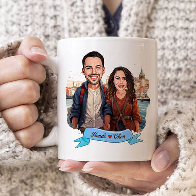 Güzel İstanbul ve Aşkımız Karikatürlü Kupa Bardak - 1