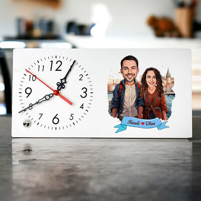 Güzel İstanbul ve Aşkımız Karikatürlü Masa Saati - 1