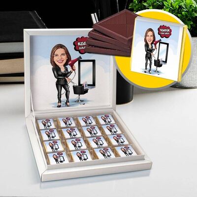 Güzel Kuaför Karikatürlü Çikolata Kutusu - 1