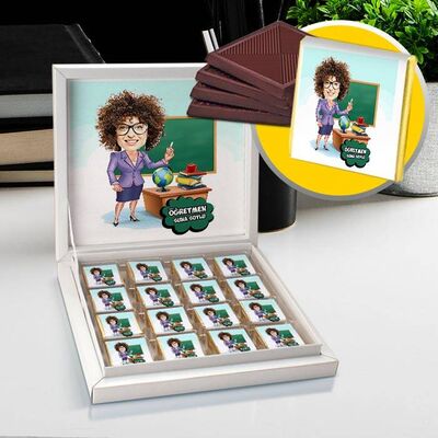 Güzel Öğretmenim Karikatürlü Çikolata Kutusu - 1