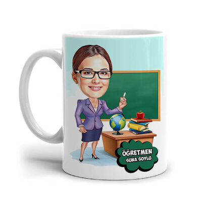 Güzel Öğretmenim Karikatürlü Kupa Bardak - 1