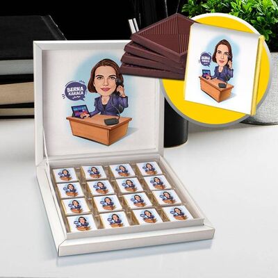 Güzel Sekreter Karikatürlü Çikolata Kutusu - 1