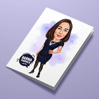 Güzelleri Güzeli Kadın Karikatürlü Tebrik Kartı - 2