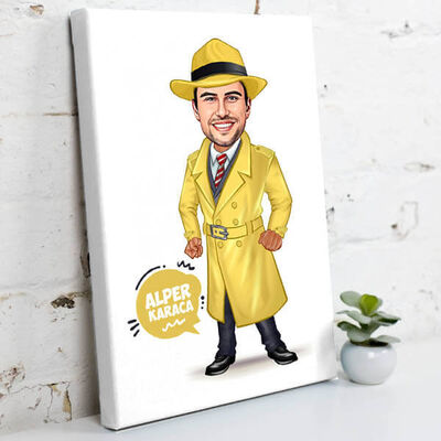 Hafiye Erkek Karikatürlü Kanvas Tablo - 1