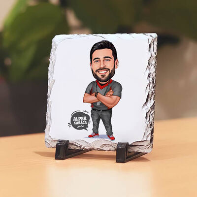 Hakem Erkek Karikatürlü Taş Baskı - 1