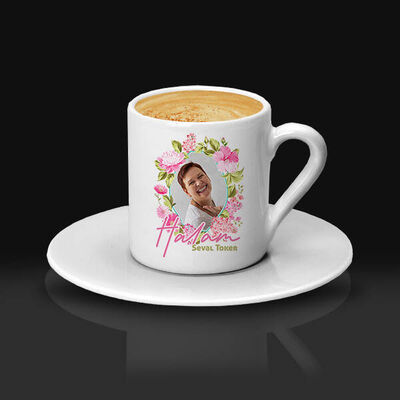 Halaya Hediye Çiçek Desenli Kahve Fincanı - 3