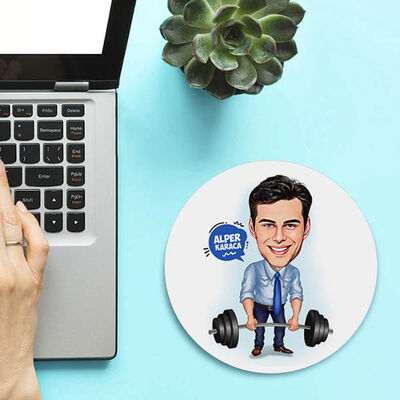 Halter Kaldıran Erkek Karikatürlü Mousepad - 1