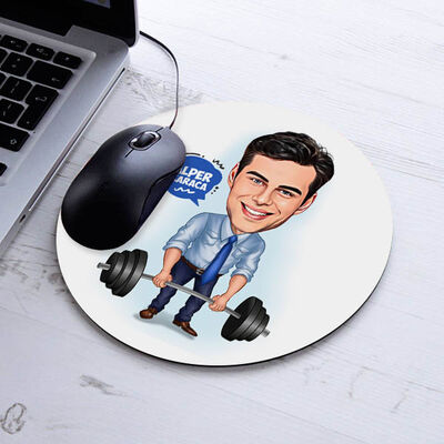 Halter Kaldıran Erkek Karikatürlü Mousepad - 2