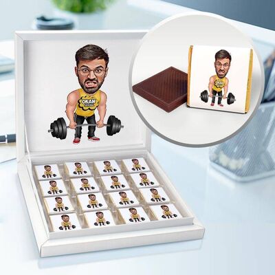 Halterci Karikatürlü Çikolata Kutusu - 1