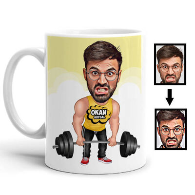 Halterci Karikatürlü Kupa Bardak - 1