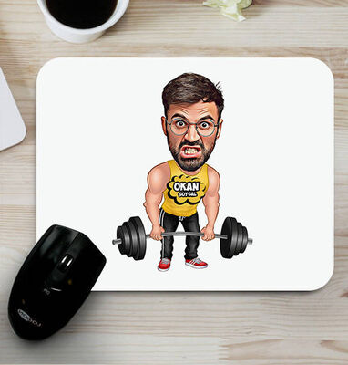 Halterci Karikatürlü Mouse Pad - 1
