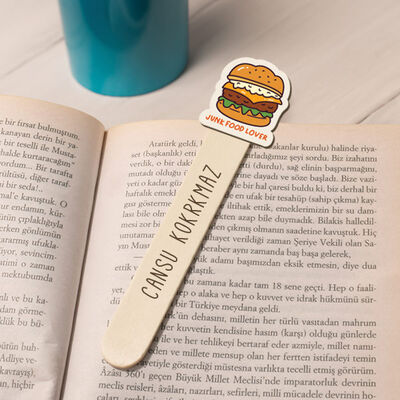 Hamburger Simgeli İsimli Ahşap Kitap Okuma Ayracı - 3