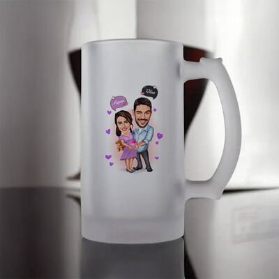 Hamile Eş ve Kocası Karikatürlü Bira Bardağı - 4