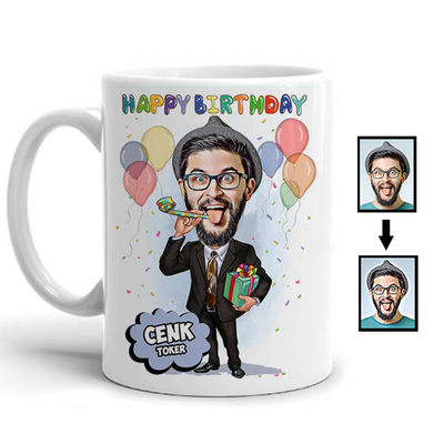 Happy Birthday Karikatürlü Kupa Bardak - 1