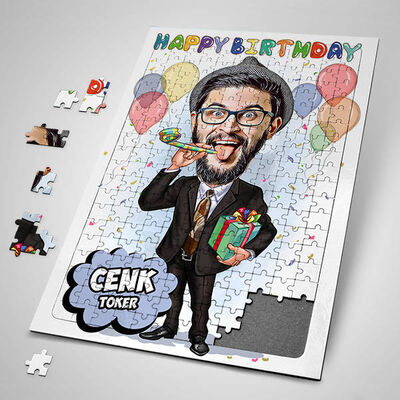 Happy Birthday Karikatürlü Puzzle - 1