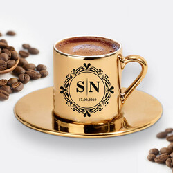 Harfli ve Tarihli Gold Kahve Fincanı