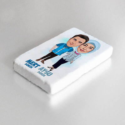 Harika Çiftler Karikatürlü Taş Buzdolabı Magneti - 1