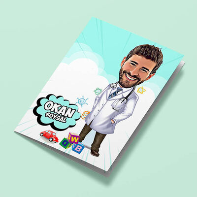 Harika Çocuk Doktoru Karikatürlü Tebrik Kartı - 1