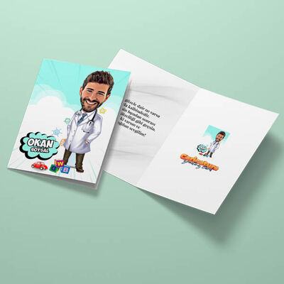 Harika Çocuk Doktoru Karikatürlü Tebrik Kartı - 3
