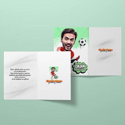 Harika Futbolcu Karikatürlü Tebrik Kartı - 1